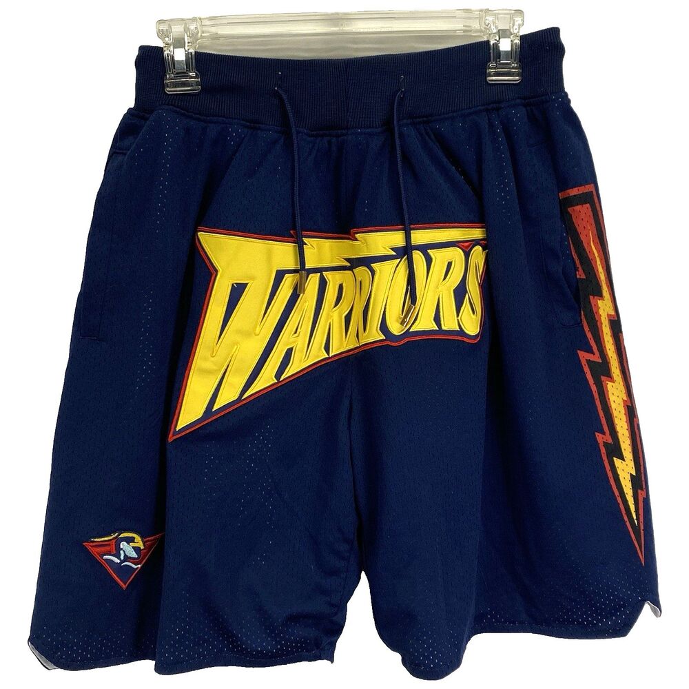 JUST DON "WARRIORS" Men's 8IN Mess Shorts Elastic Waist Lined Pockets Logo